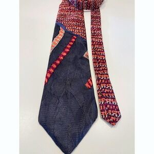 Coogi Vintage Red Black Patterned Silk Mens Tie